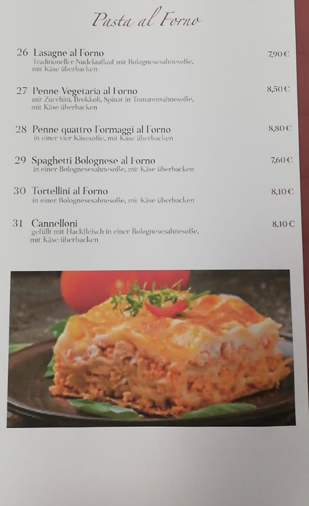 À LA CARTE – Pizzeria Darocco