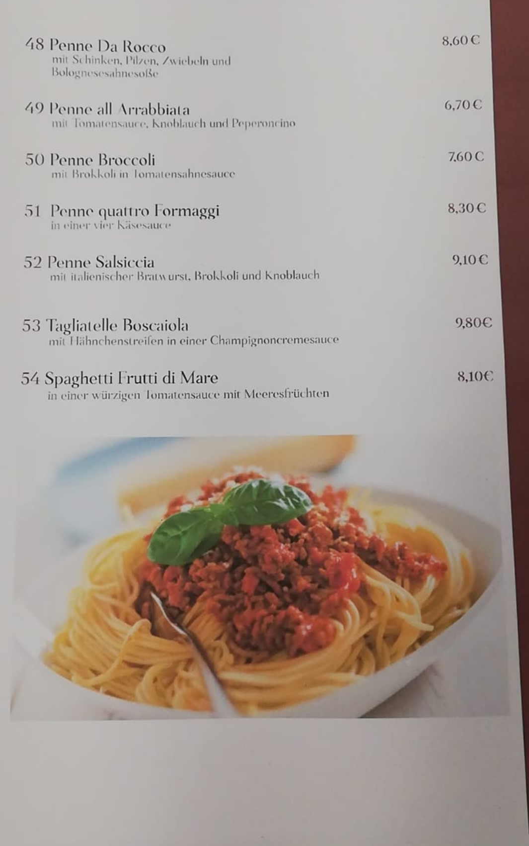 À LA CARTE – Pizzeria Darocco